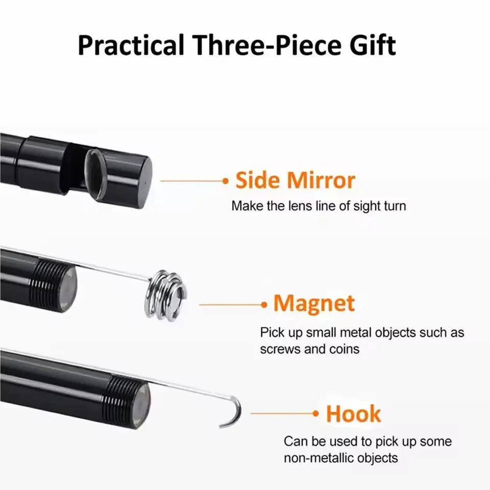 7.0MM Waterproof Type-C Endoscope Camera with Adjustable LEDs - Flexible USB Borescope for Phone & PC Inspection
