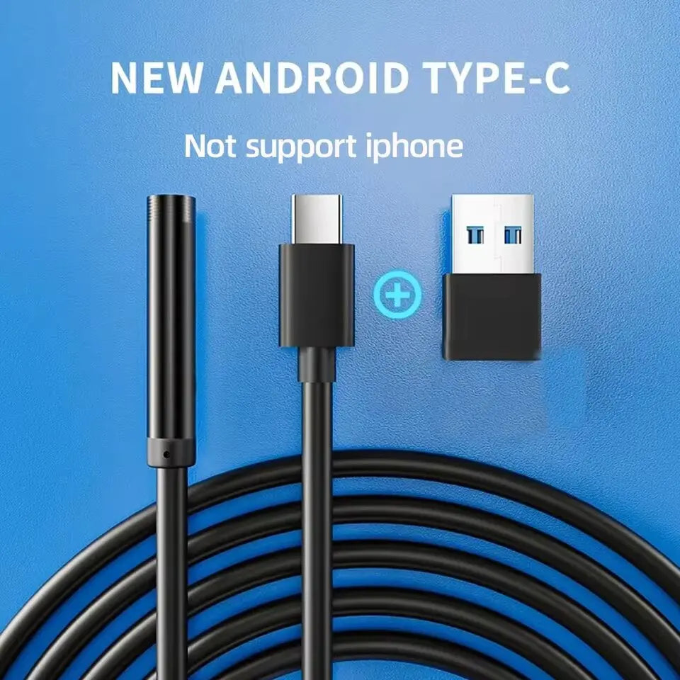 7.0MM Waterproof Type-C Endoscope Camera with Adjustable LEDs - Flexible USB Borescope for Phone & PC Inspection